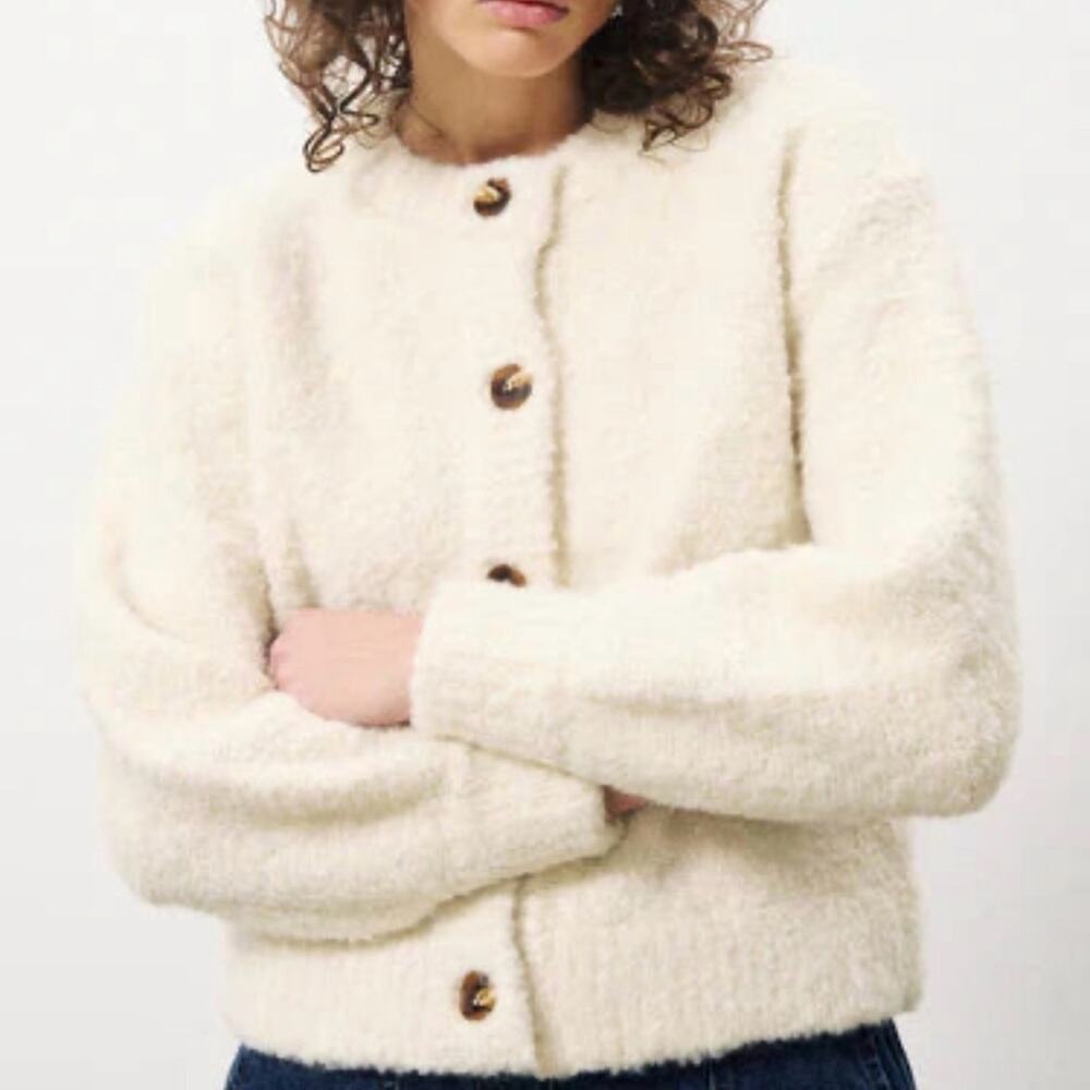 FRNCH Paris | Megane Boucle Cream Chunky Cardigan